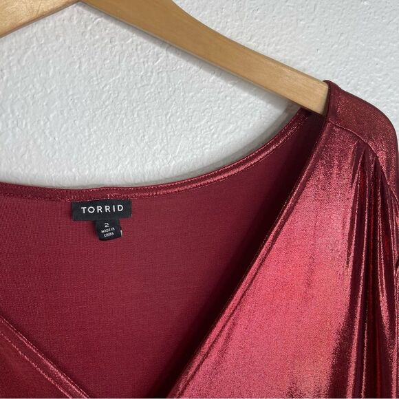 Torrid Red Metallic Midi Dress Size 2X - Picture 4 of 5